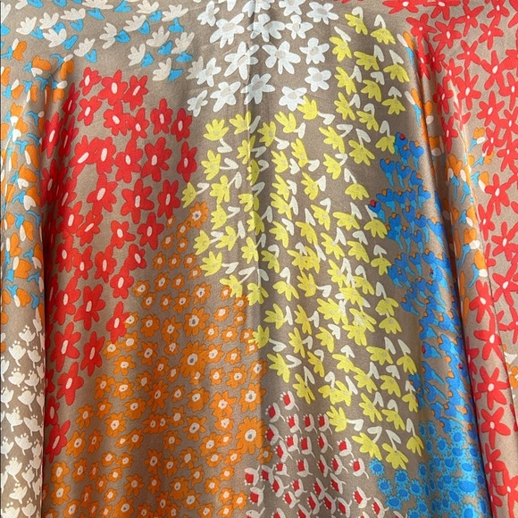 Multicolor Silky Boho Floral Kimono with Golden Yellow Accents O/S - Picture 10 of 11